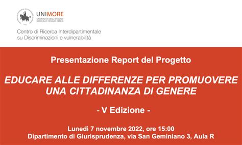 Presentazione Report Educare Alle Differenze Per Promuovere La