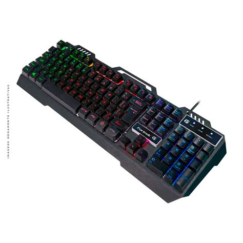 Teclado Gamer Fortrek Crusader LED Rainbow Preto 70528