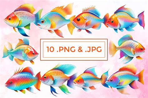 colorful fish clipart illustration graphic  pranstudio creative fabrica