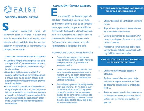 Triptico NOM 015 STPS PREVENCIÓN DE RIESGOS LABORALES EN ALTAS