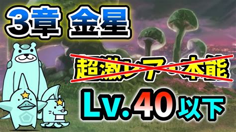宇宙編3章 金星 超激レアなしand本能なし レベル40以下で簡単攻略【にゃんこ大戦争】 Youtube