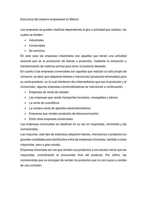 Estructura Del Sistema Empresarial En México Pdf Pequeñas Y Medianas Empresas Empresa De