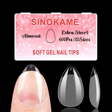 Sinokame Pcs Extra Short Almond Soft Gel Nail Tips Improved Pre