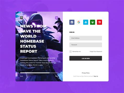 Concept Epic Games | Sign In #3 by Andrey Artamonov on Dribbble