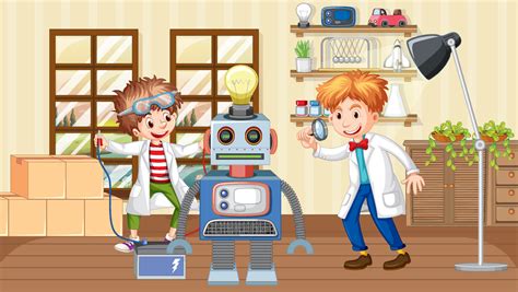 Laboratory scene with scientist cartoon character 7539976 Vector Art at ...