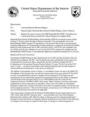 Fillable Online Humboldt Bay Comprehensive Conservation Plan Revision