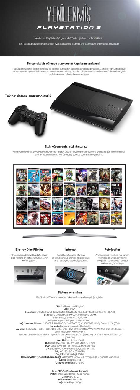 Sony Playstation 3 500GB Oyun Konsolu 37 Adet Digital Fiyatı