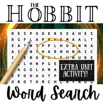 THE HOBBIT Novel Study Activity Word Search By Your Best Drafts