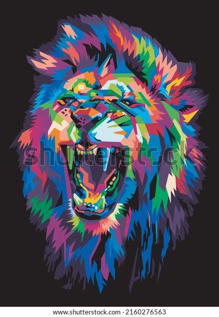 Colorful Lion Head Pop Art Style Stock Vector Royalty Free