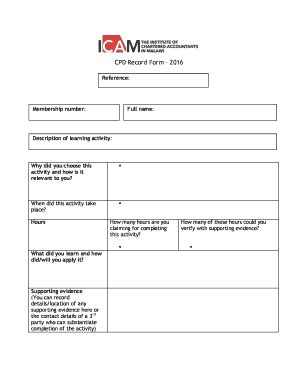 Fillable Online Cpd Record Form Fax Email Print Pdffiller