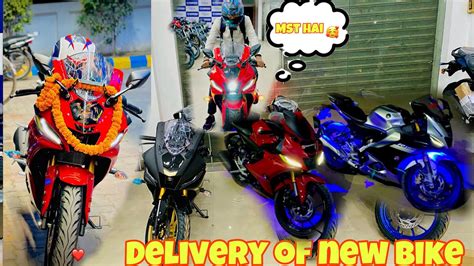 Taking Delivery Of New Bike🏍️🏍️ R15v4 Red Colour ️ ️ Youtube