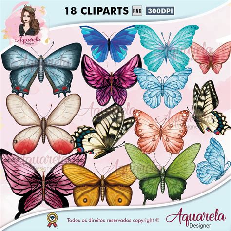 Kit Digital Borboleta Aquarela 4 Elo7 Produtos Especiais