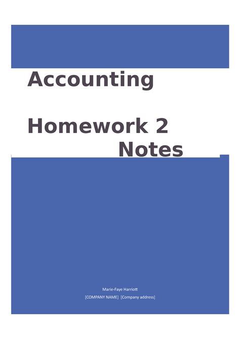 Accounting Homework Notes Marie Faye Harriot Company Name Company