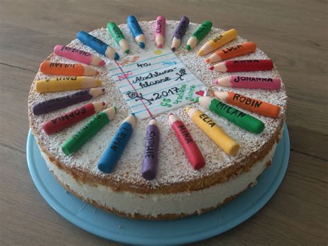 Torte Mit Fondantstiften Schulabschluss Grundschule Kuchen F R