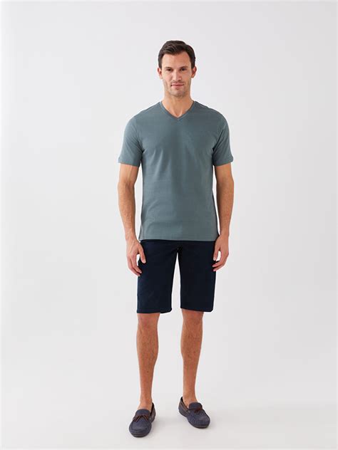 V Neck Short Sleeved Basic Combed Cotton Mens T Shirt S30114z8 H9d