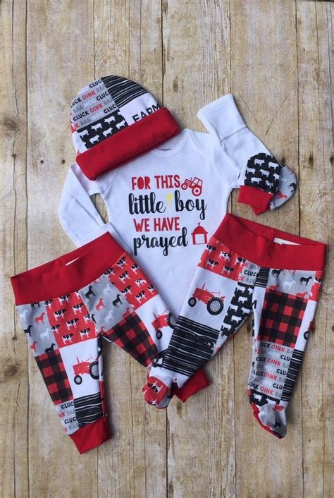 Red Farm Tractor Coming Home Outfit Farm Baby Boy Outfit | Etsy | Baby ...