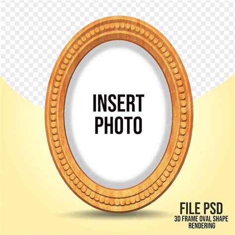 Premium PSD | Wooden frame and oval shape 3d