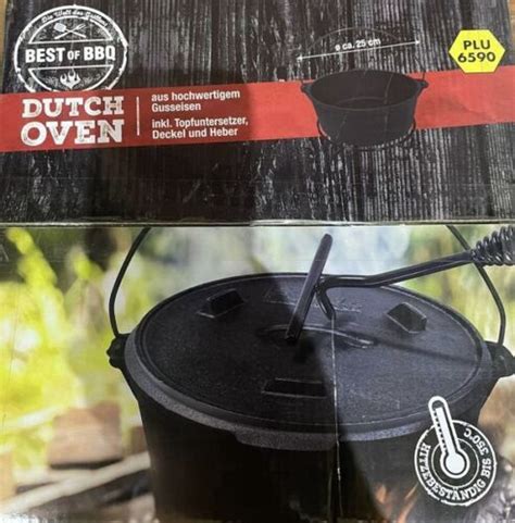 Dutch Oven Feuertopf Schmortopf Grilltopf Gusstopf Topf Gusseisen Ca 25 Cm Ebay