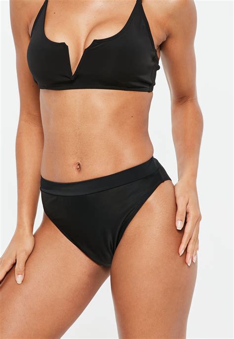 Lyst Missguided Black High Leg High Waisted Bikini Bottoms Mix