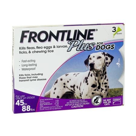 Frontline Plus Flea and Tick Prevention for Large Dogs, 3 Monthly ...