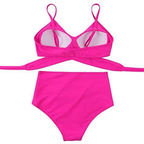 SUUKSESS Women High Waisted Bikini Criss Cross Swimsuits Push Up