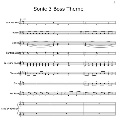 Sonic 3 Boss Theme Sheet Music For Tubular Bells Orchestral Chimes