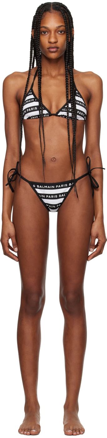 Balmain Black White Triangle Bikini Balmain