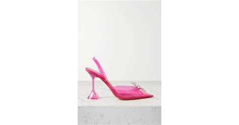 AMINA MUADDI Rosie Crystal Embellished Bow Detailed Pvc Slingback Pumps