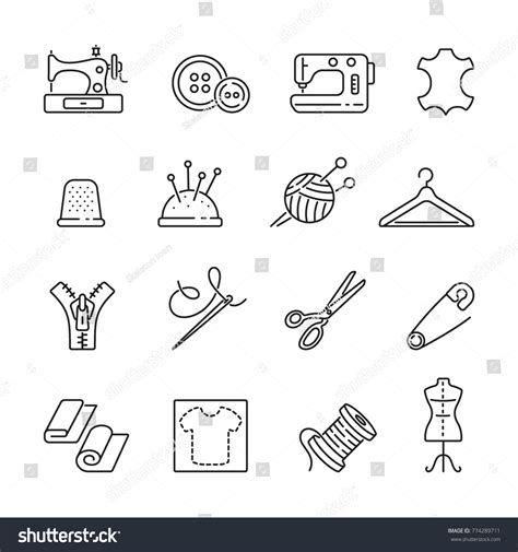 Sewing Related Icons Thin Vector Icon Stock Vector Royalty Free