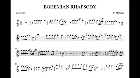 Bohemian Rhapsody Base Audio Video Per Tenor Sax Backing Track Sheet