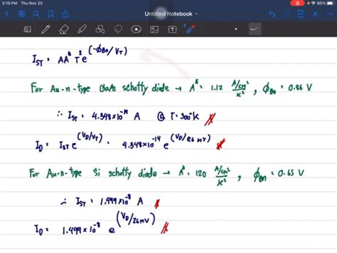 Solved A Consider An Au N Type Gaas Schottky Diode With A Cross