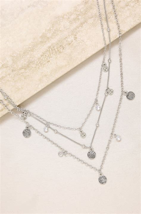 Crystal Detailed Triple Layer Necklace Ettika