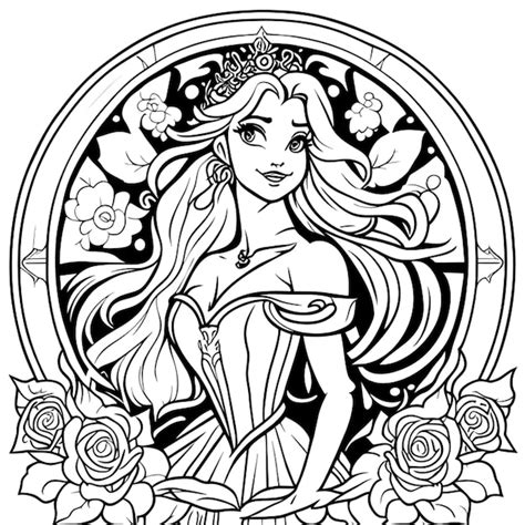 Belas Princesas Para Colorir Páginas De Arte Vetorial Fundo Branco Para