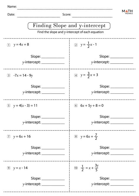 Slope Intercept Form Worksheets With Answer Key Worksheets Library