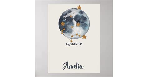 Zodiac Celestial Aquarius Nursery Wall Art Zazzle