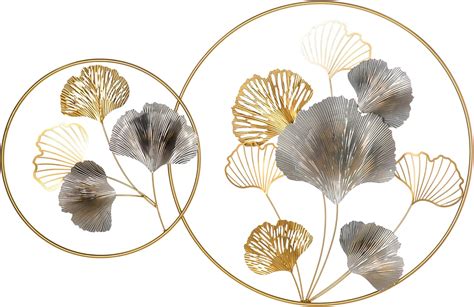 Homcom D Metal Wall Art Modern Ginkgo Leaves Hanging Wall Sculptures