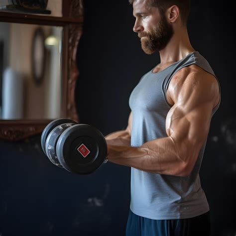 Un Hombre Musculoso Con Pesas Foto Premium