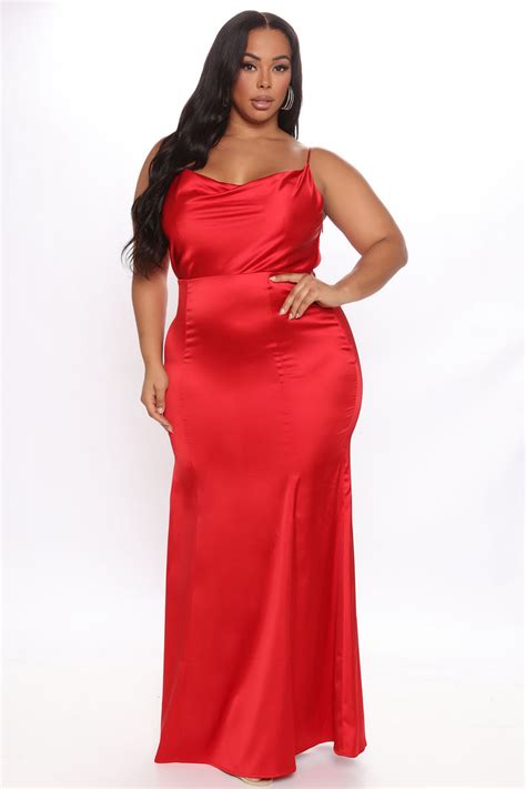 Signature Luxe Satin Maxi Dress Red Fashion Nova