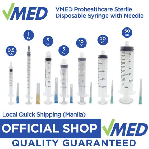 Vmed Prohealthcare Sterile Disposable Syringe Wneedle 05cc1cc3cc