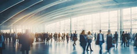 Premium Ai Image Blurred Business People Walking At A Trade Fair