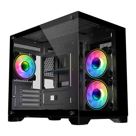 Cit Concept Black Microatx Pc Case With X Celsius Dual Ring Fans