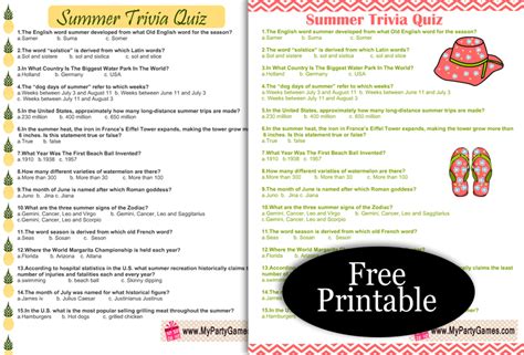 Free Printable Trivia Quizzes - FREE PRINTABLE TEMPLATES