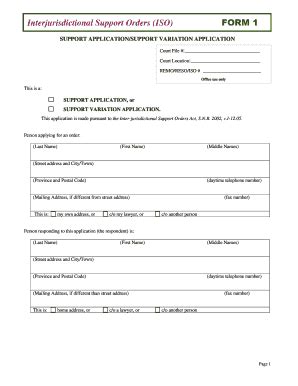 Fillable Online Interjurisdictional Support Orders ISO FORM 1 Fax