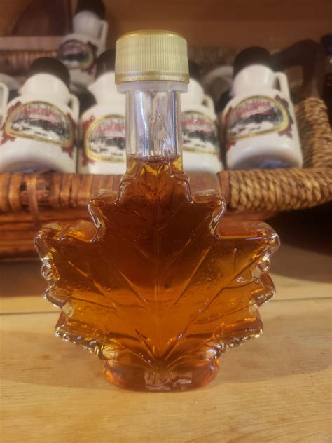 Maple Syrup Maple Leaf Shaped Glass Bottle Proulx Farm Shop