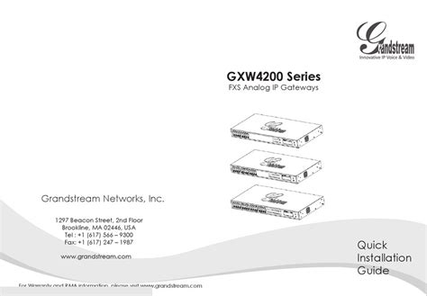 Grandstream Networks Gxw Series Quick Installation Manual Pdf