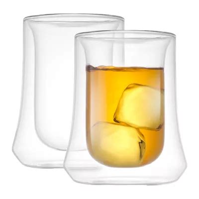 Joyjolt Cosmo Wall Whiskey Glasses - 8 Oz - Set Of 2 Double Old ...