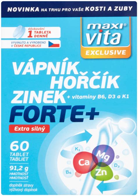 Maxivita Exclusive Vápník hořčík zinek Forte 60 tablet 91 2 g od 90 Kč