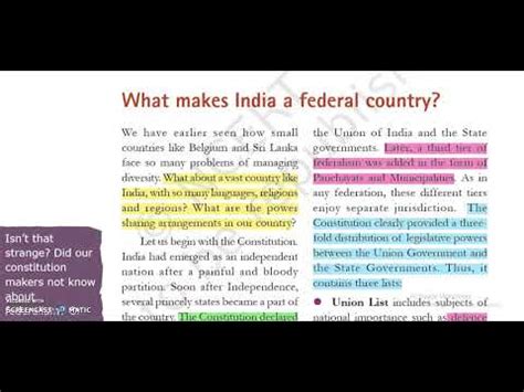 Federalism What Makes India A Federal Country Class Civics Youtube