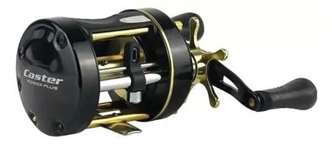 Reel Rotativo Marine Sports Caster Power Plus 400 Izquierdo Color Negro