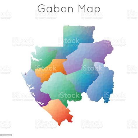 Ilustración De Mapa De Gabón En Low Poly Y Más Vectores Libres De